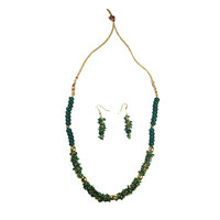 Elegant Green Necklace And Earring Set Simple And Classic