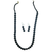 Super Elegant Black Pearl Necklace and Earring Set