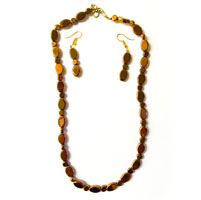 Golden Color Oval Shaped Beads Necklace