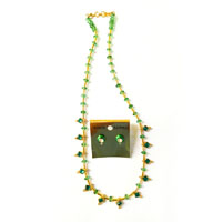 Necklace with green diamond shaped beads