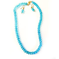 Necklace with light blue color crystals