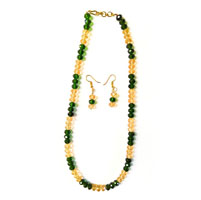 Multicolor necklace with green and light yellow color beads