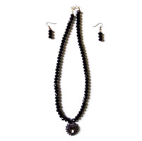 Black Beads Necklace with Earrings